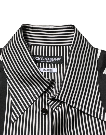 Black White Stripes Men MARTINI Dress Shirt