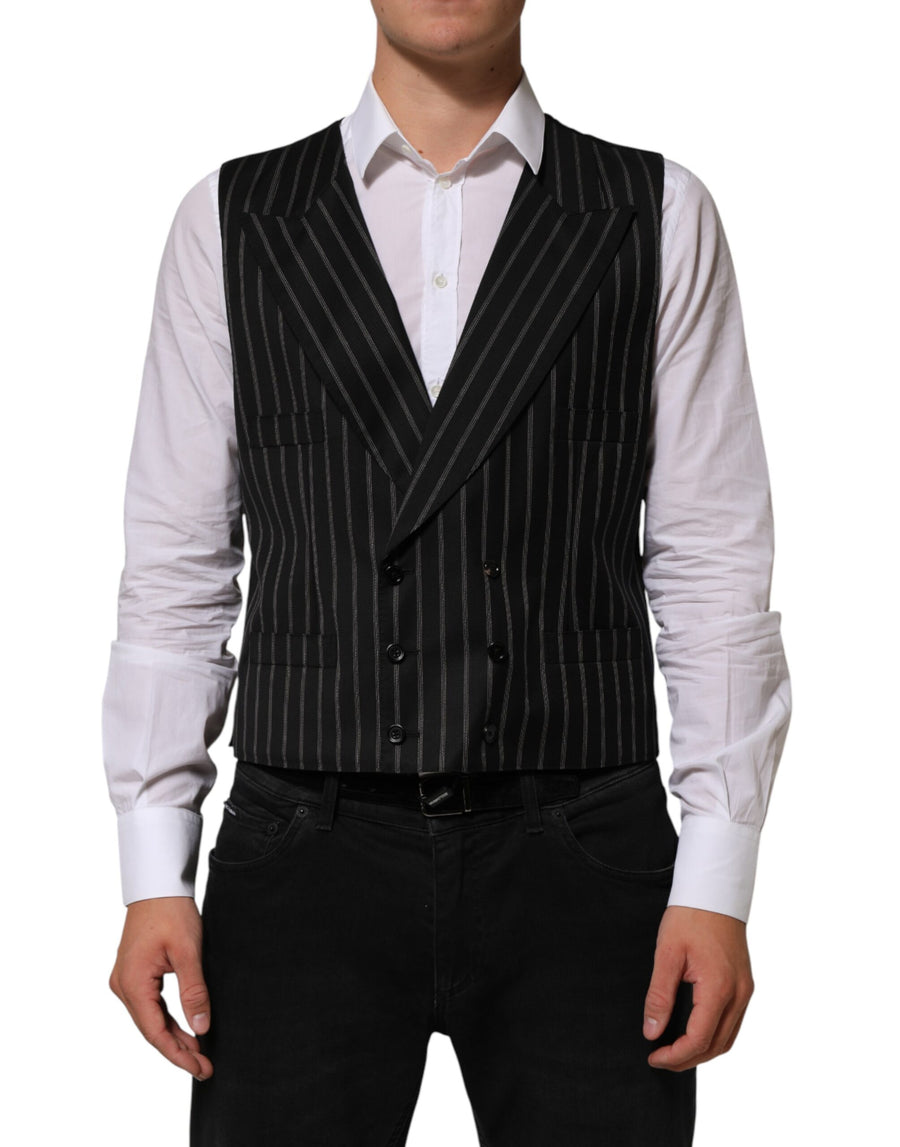 Black Stripes Wool Dress Men Waistcoat Vest