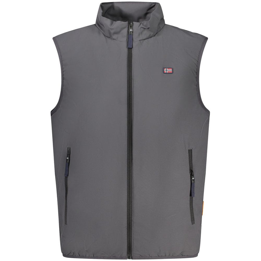 Gray Polyester Men Jacket