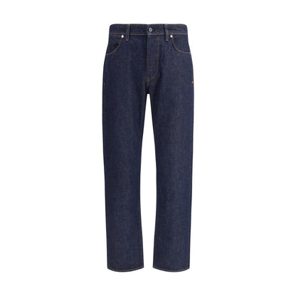 Blue Cotton Cropped Jeans