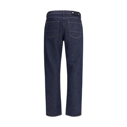Blue Cotton Cropped Jeans