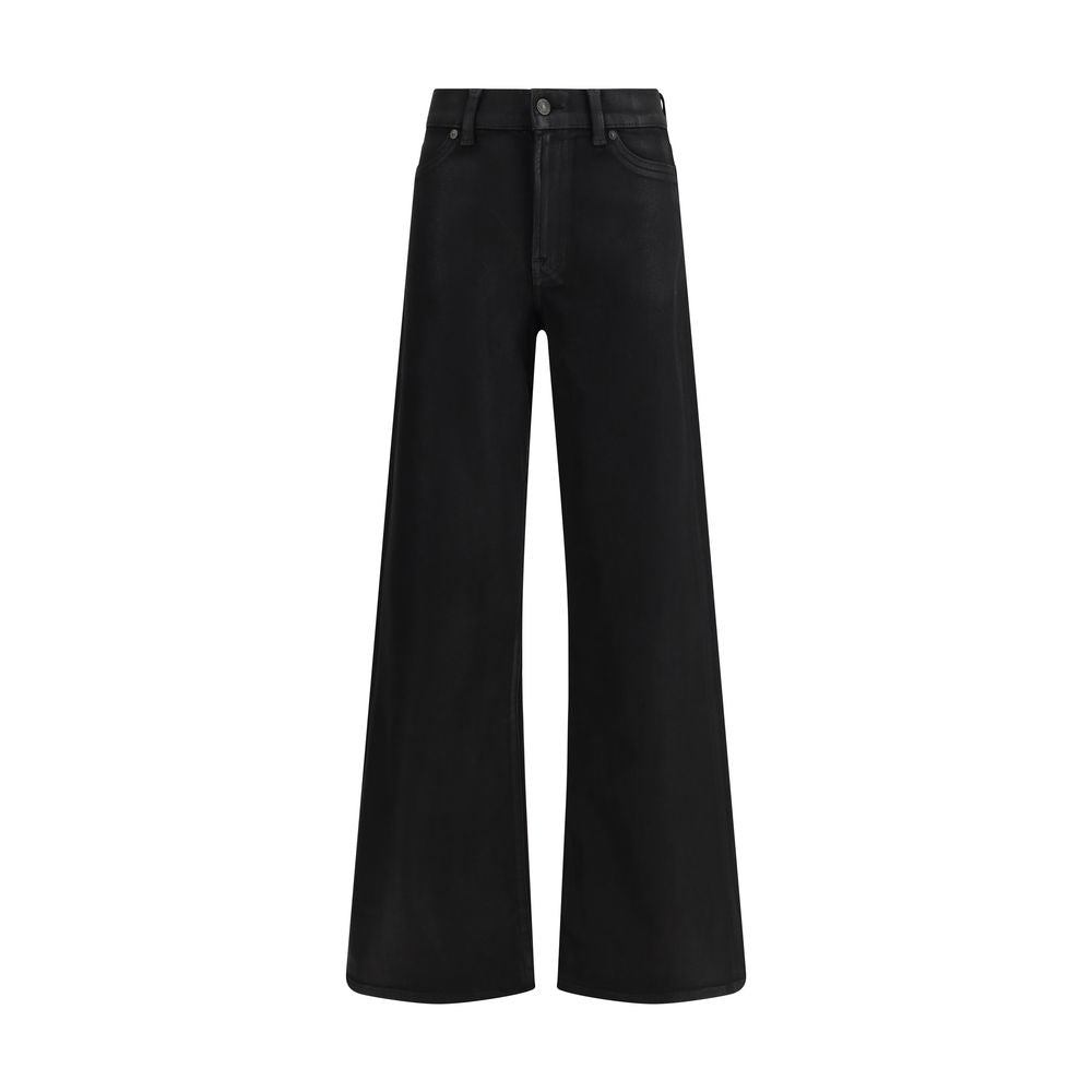 Black Cotton Flared Jeans
