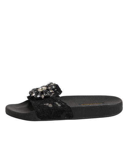 Black Devotion Matelassé Leather Slides Shoes