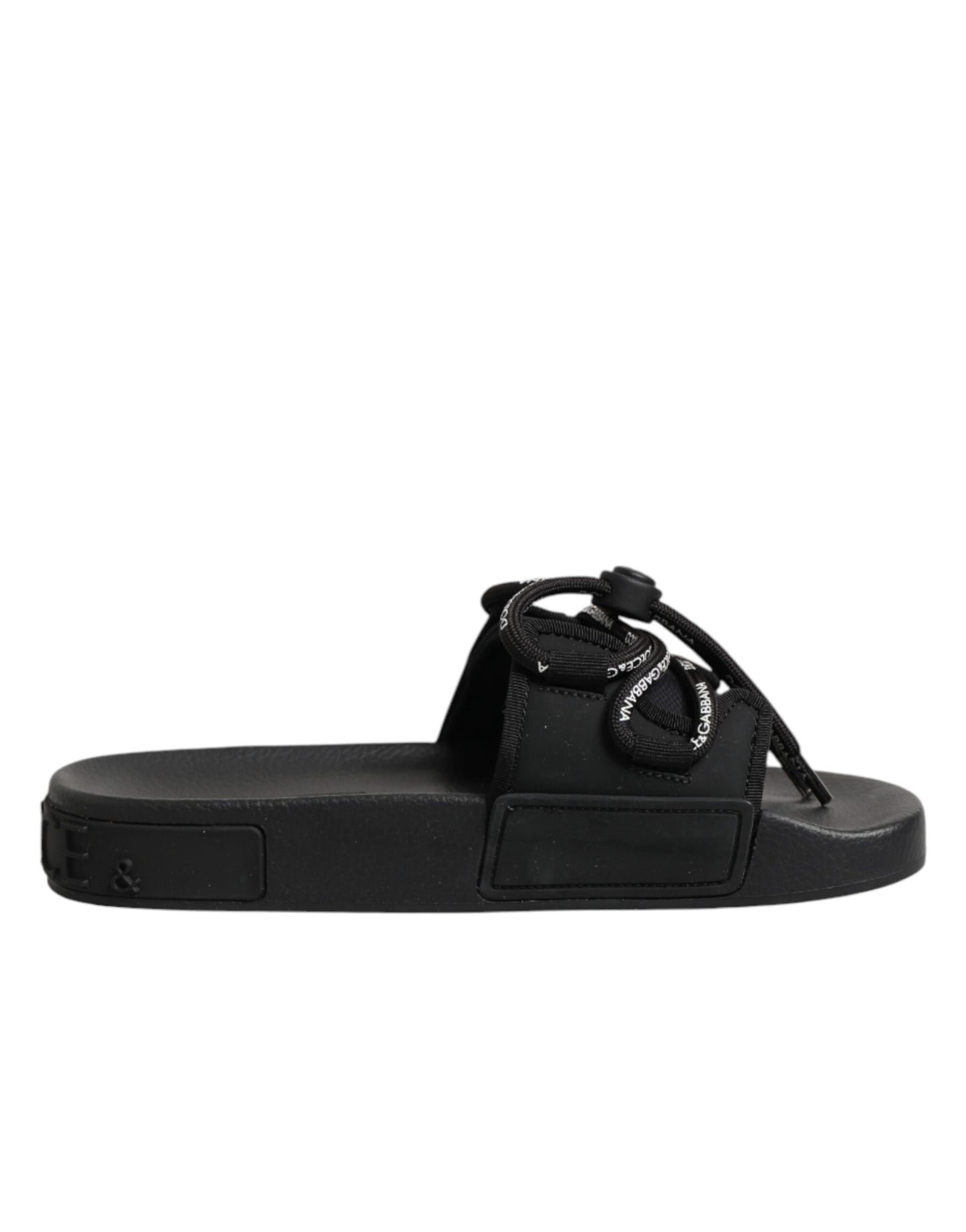 Black logo print Slides Beachwear Shoes