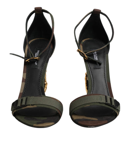 Multicolor DG Logo Heels Camouflage Sandals Shoes