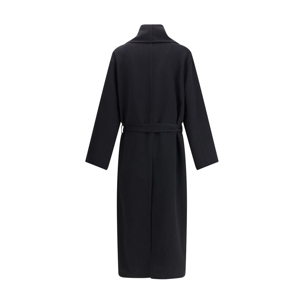 Black Fleece Wool Coat