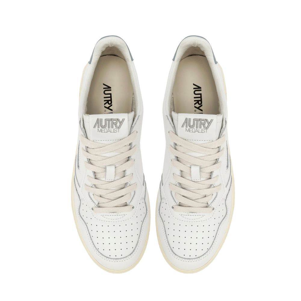 White Leather Low Top Sneakers