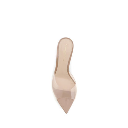 Beige Polyurethane Stiletto Heel Sandals
