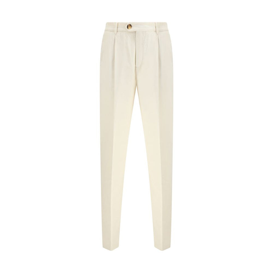 Cream Cotton Casual Pants