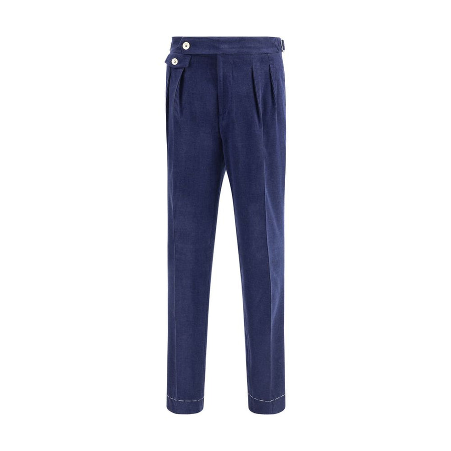 Blue Wool Casual Pants