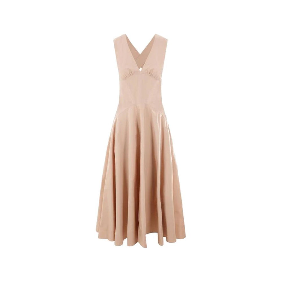 Beige Cotton Casual Dress