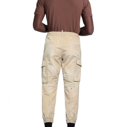 Beige Cotton Cargo Pants