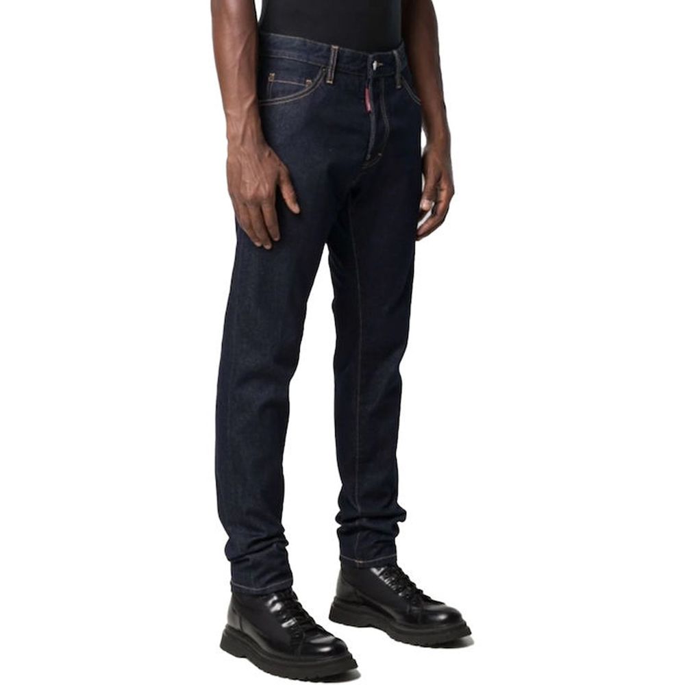 Blue Cotton Straight-Leg Jeans