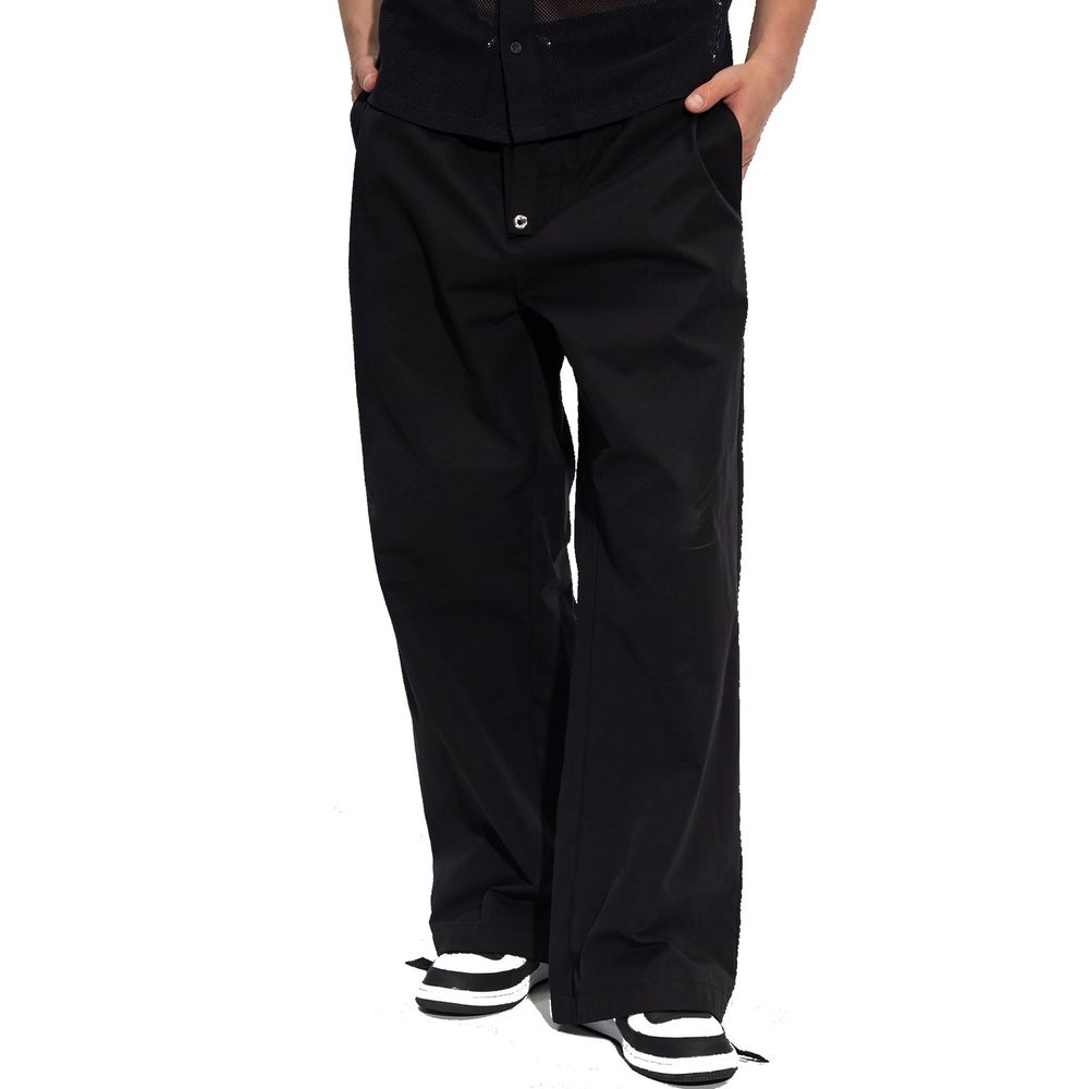 Black Cotton Casual Pants