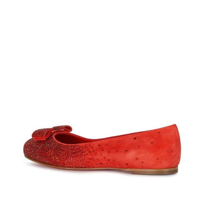 Red Calfskin Ballet Flats