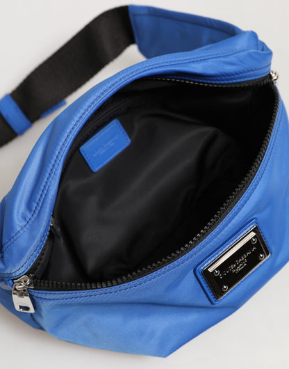 Blue Logo Plaque Nylon Waist Fanny Pack Men's Borse Bag