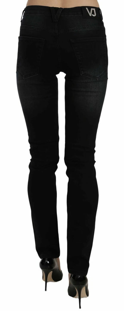 Dark Black Dora Slim Fit Denim Pants