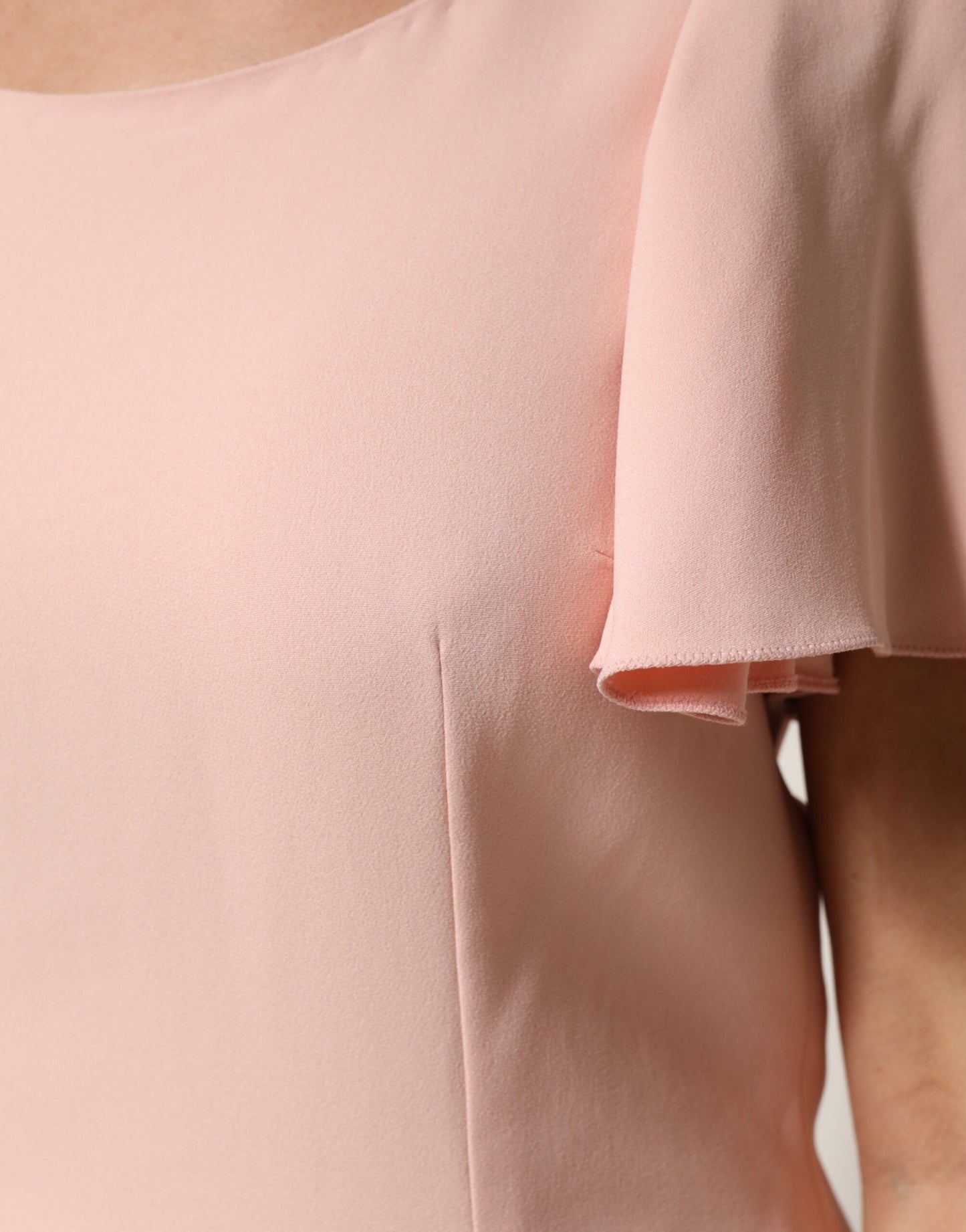 Pink Short Sleeves Round Neck Blouse Top