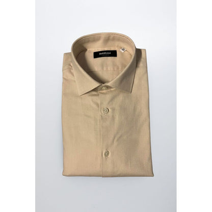 Beige Cotton Men Shirt