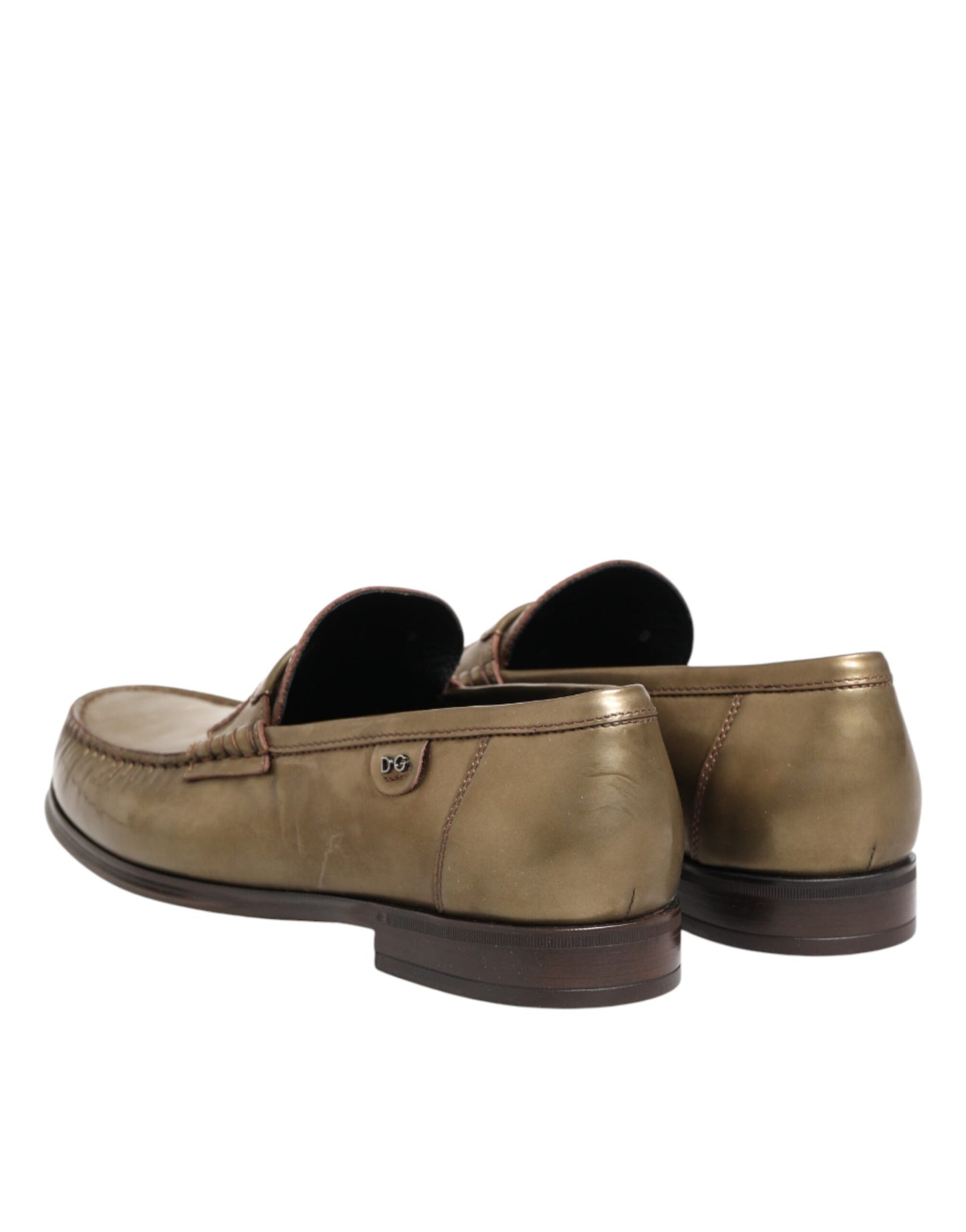 Gold Leather Slip On Dress Men Loafers Shoes