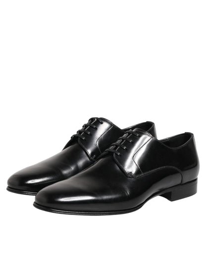 Black Calfskin Leather Derby Men Dress Shoes