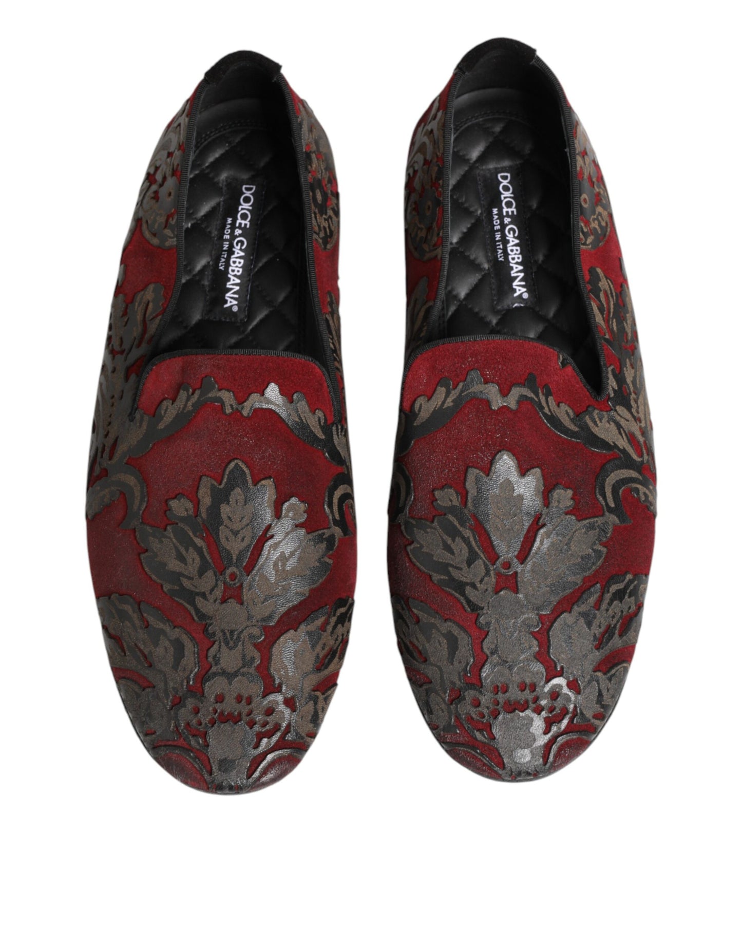 Bordeaux Jacquard Leather Slip On Loafer Shoes