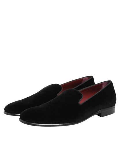 Black Leather Suede Slip On Loafer Dress Shoes