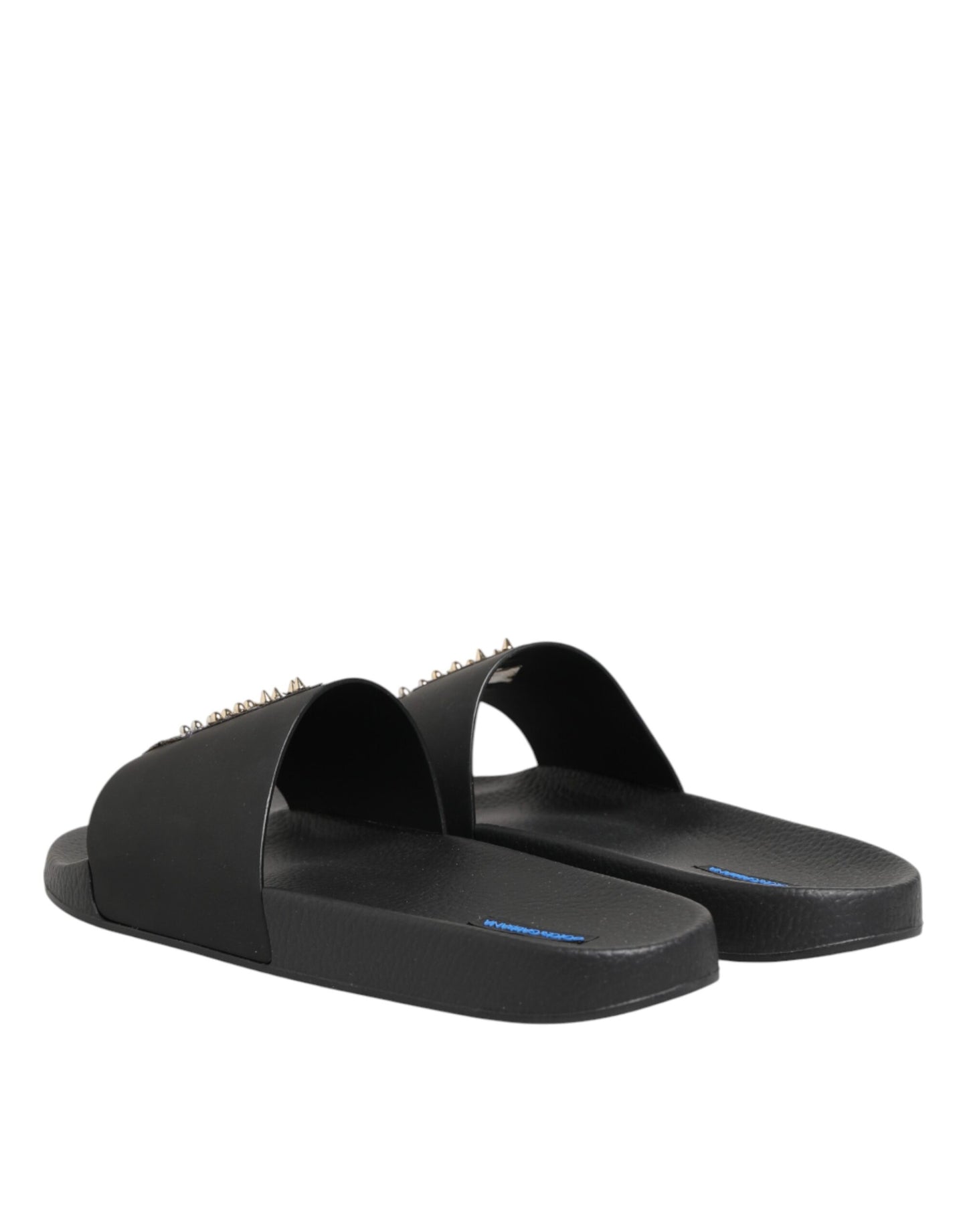 Black Leather Slides Sandals Beachwear Shoes