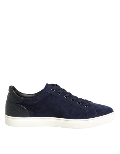 Blue Leather Suede Low Top Sneakers Shoes
