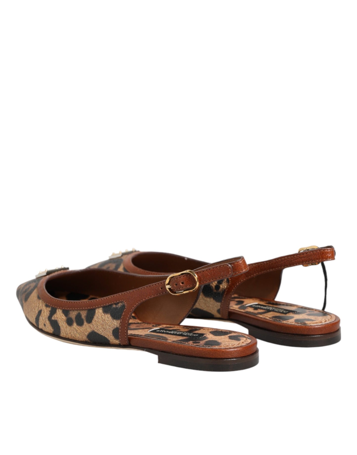 Brown Leopard Slingback Flats Sandals Shoes