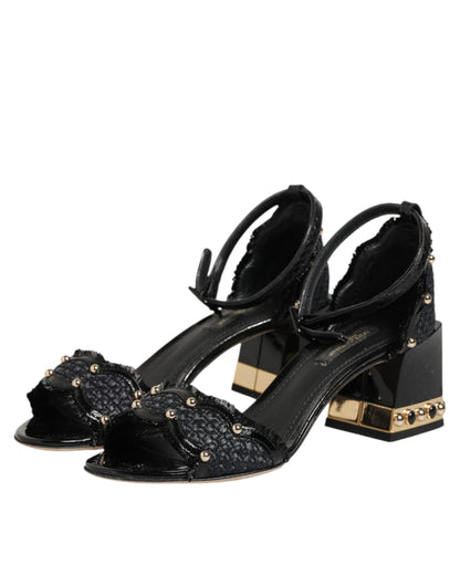 Black Studded Ankle Strap Sandals Shoes