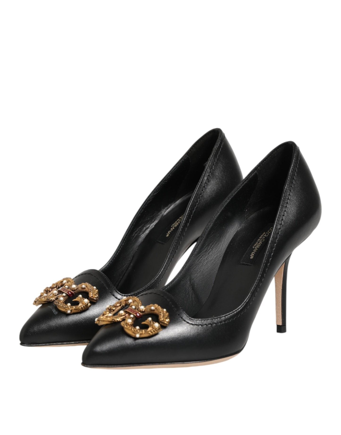 Black Leather DG Amore Heels Pumps Shoes