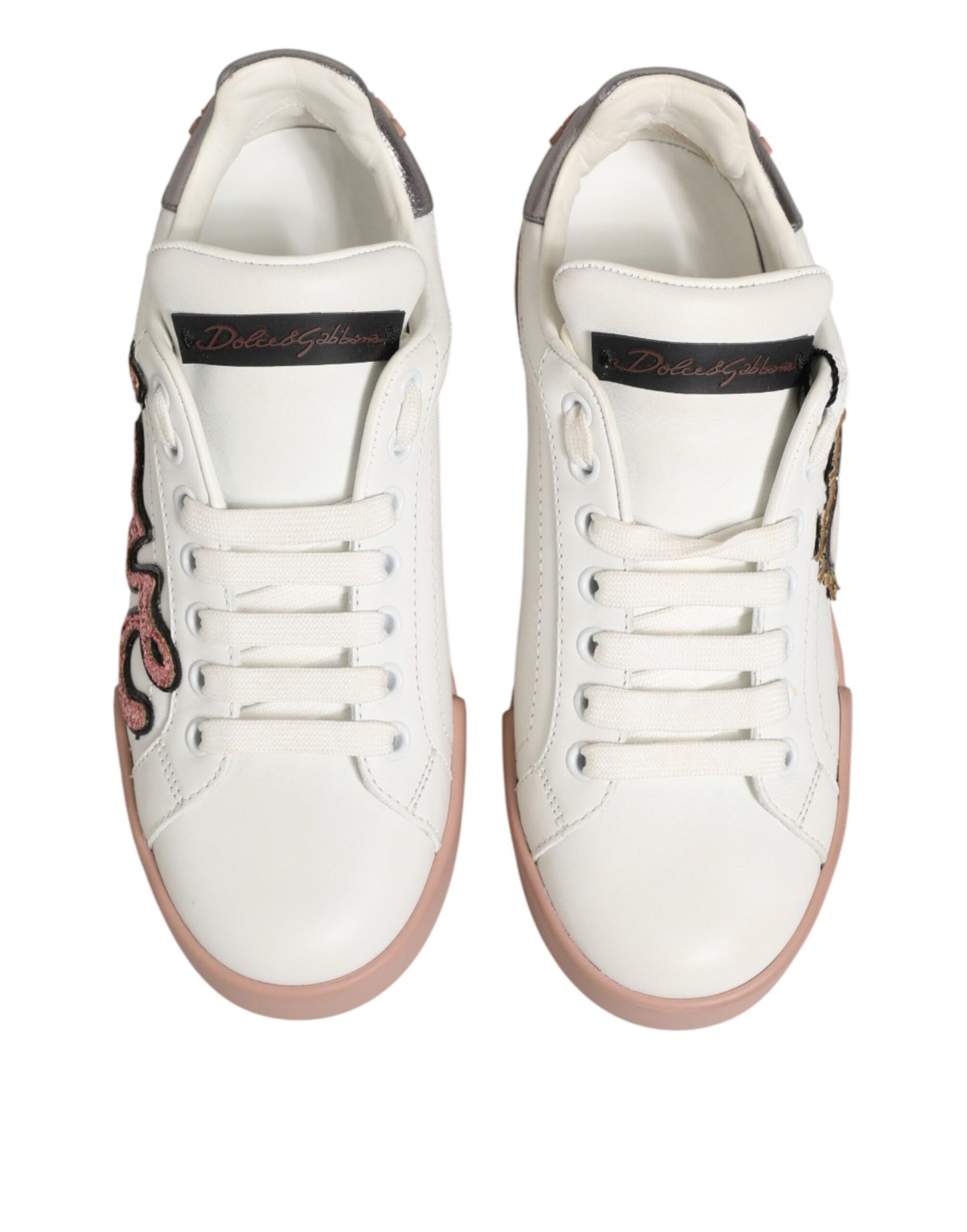White Leather Sacred Heart Sneakers Shoes