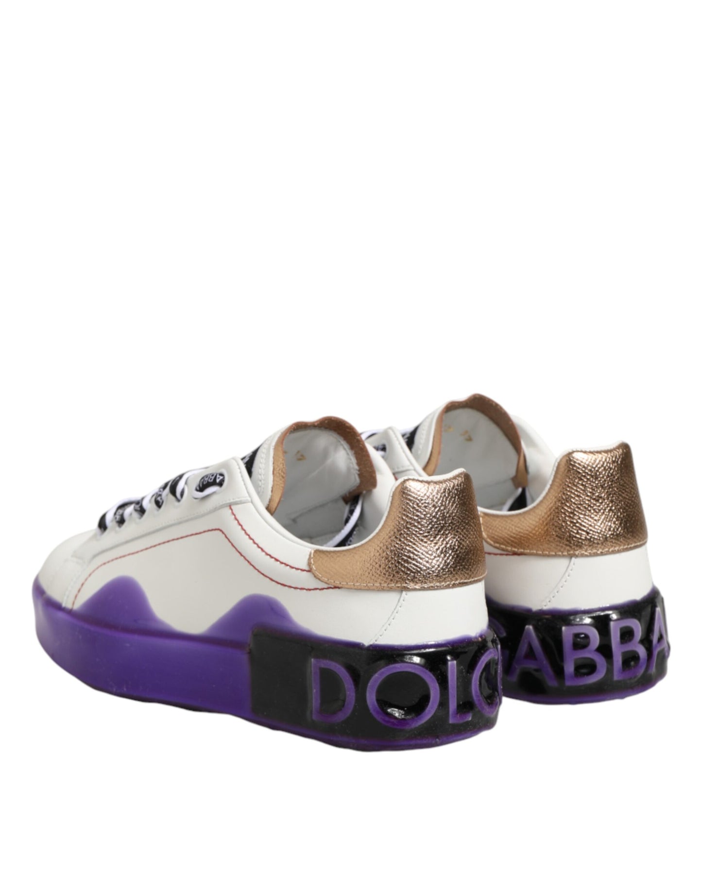 White Purple Leather Low Top Sneaker Shoes