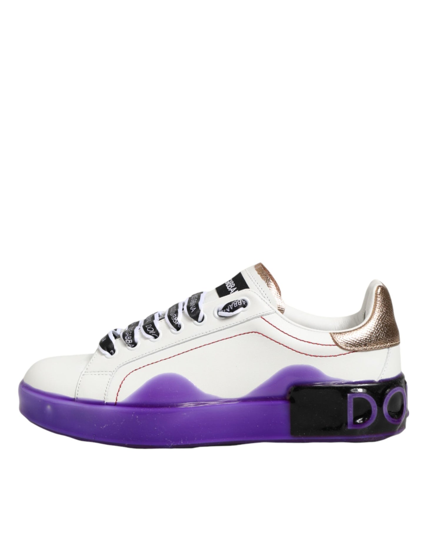 White Purple Leather Low Top Sneaker Shoes