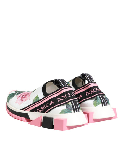White Rose Print Sorrento Sneakers Shoes