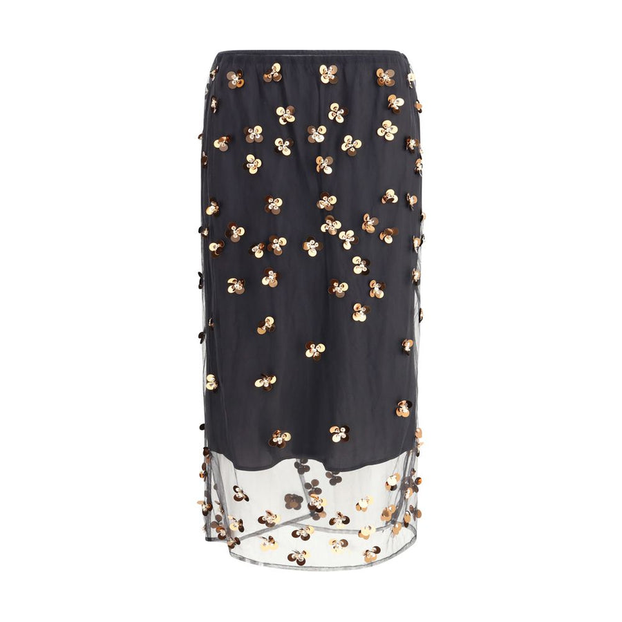 Black Polyamide Long Skirt