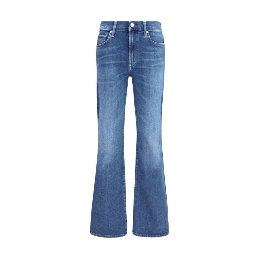 Blue Cotton Flared Jeans