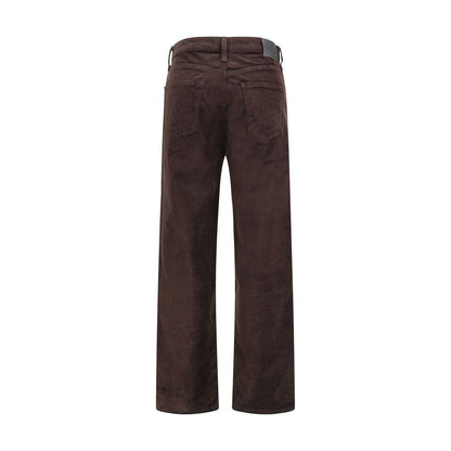 Brown Cotton Straight-Leg Jeans