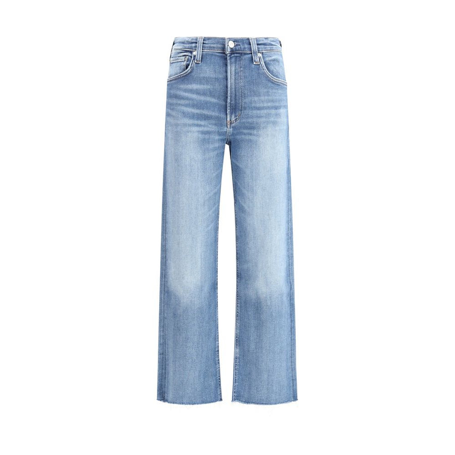 Blue Cotton Straight-Leg Jeans