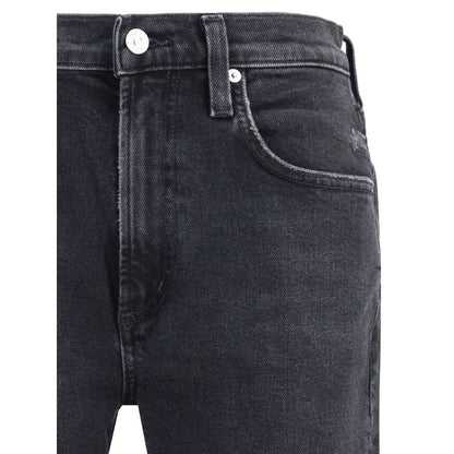 Blue Cotton Straight-Leg Jeans