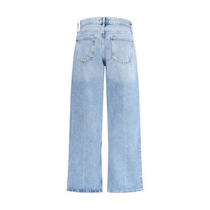 Blue Cotton Straight-Leg Jeans