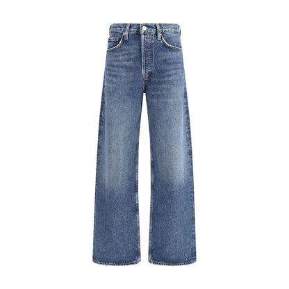 Blue Cotton Straight-Leg Jeans