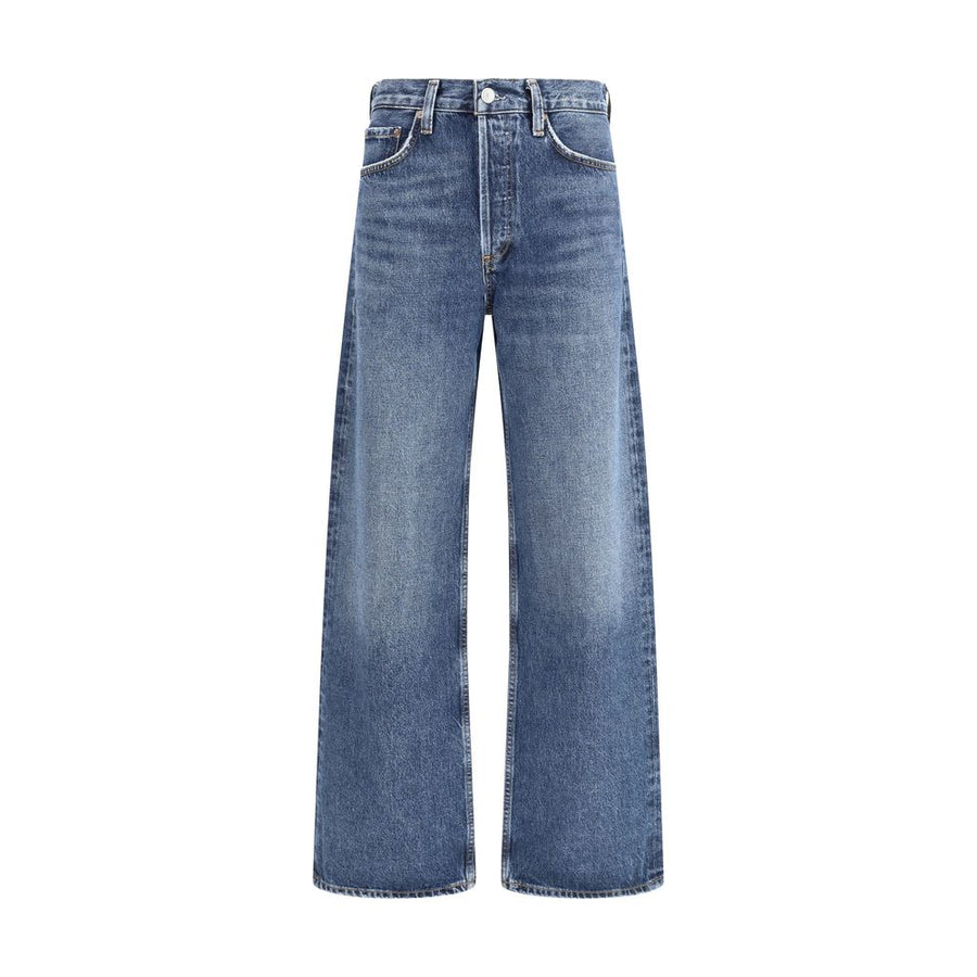 Blue Cotton Straight-Leg Jeans