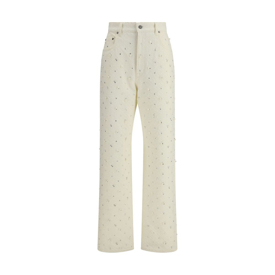 White Cotton Casual Pants