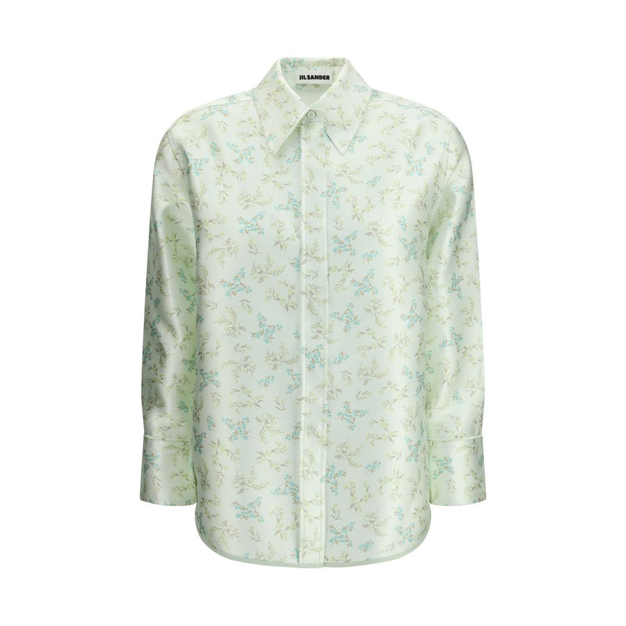 Green Silk Pattern Shirt