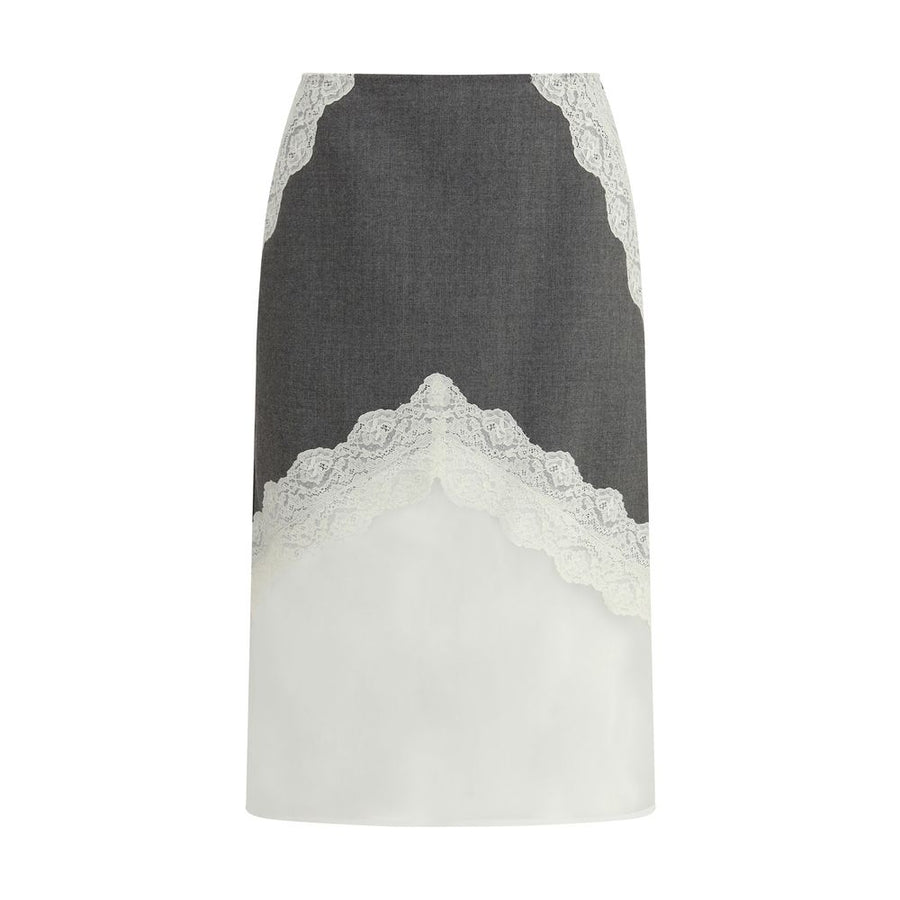 Gray Polyester Midi Skirt