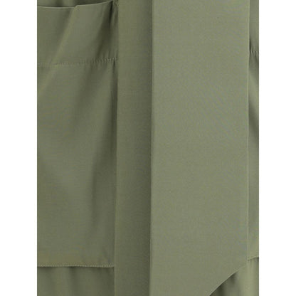 Green Silk Casual Dress