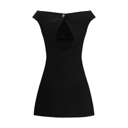 Black Fleece Wool Casual Dress