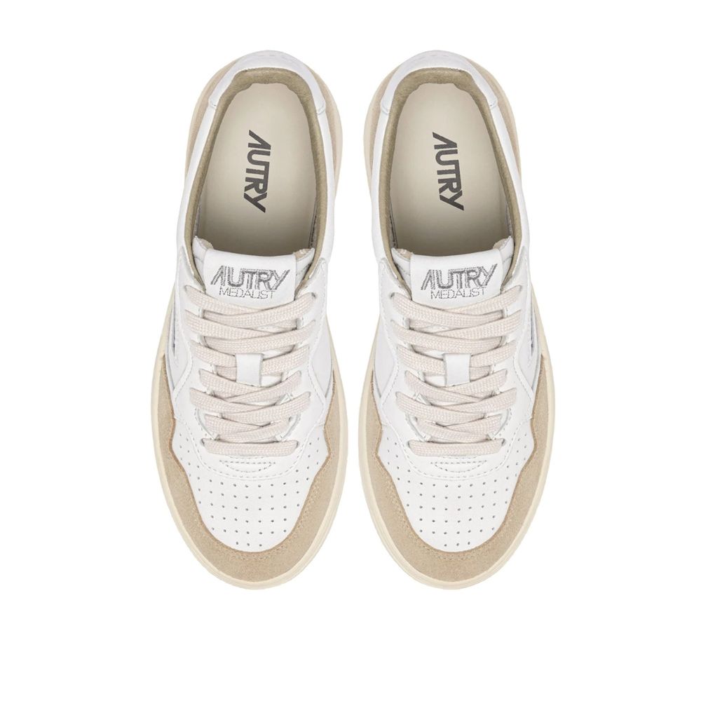 White Goatskin Low Top Sneakers